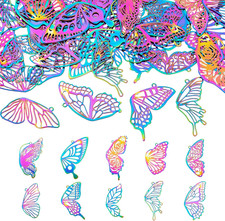 Rainbow Filigree Butterfly Charms for Jewelry Making Multicolor Stainless Steel