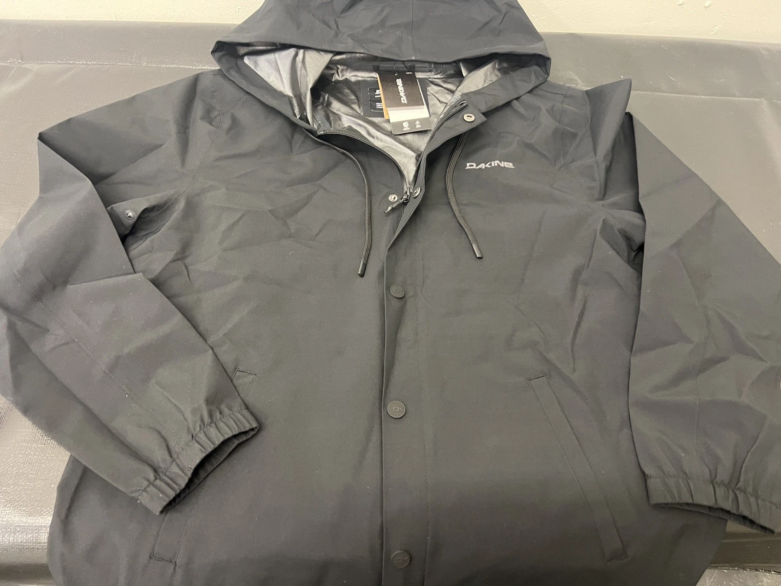 DAKINE Men XL ExLg Jacket Coat $100 Windbreaker Storm Rain Ocean Shell Black NEW