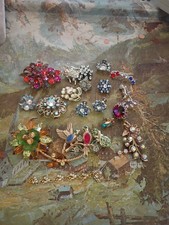 vintage costume jewelry rhinestone brooch Earring lot Juliana Coro BSK Bogoff