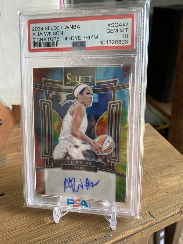 2024 Panini Select WNBA Signatures A'ja Wilson Tie-Dye Prizm /25 Auto PSA 10