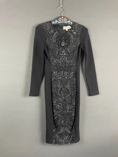 Needle & Thread Womens Mini Dress Size 4 Black Cotton Embroidered Lace Zipper