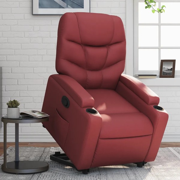 Relaxsessel Mit Aufstehhilfe Weinrot Kunstleder Senioren Sessel-image