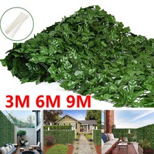 9M Roll Artificial Hedge Garden Fake Ivy Leaf Privacy Fence Screening Wall Panel