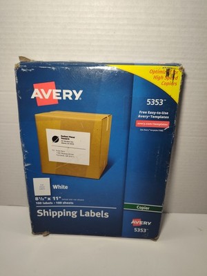Avery 5353 Full Sheet Shipping Labels 8.5x11 100 Pack Box Damage Read