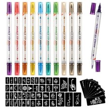 Temporary Tattoo Markers for Skin, 10 Body Markers  56 Large Tattoo Stencils...