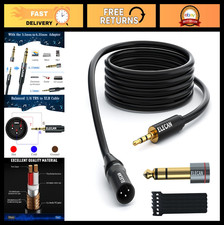 3.5mm TRS to XLR Male Cable 25ft - Balanced Shielded Microphone Cord, Gold Plate