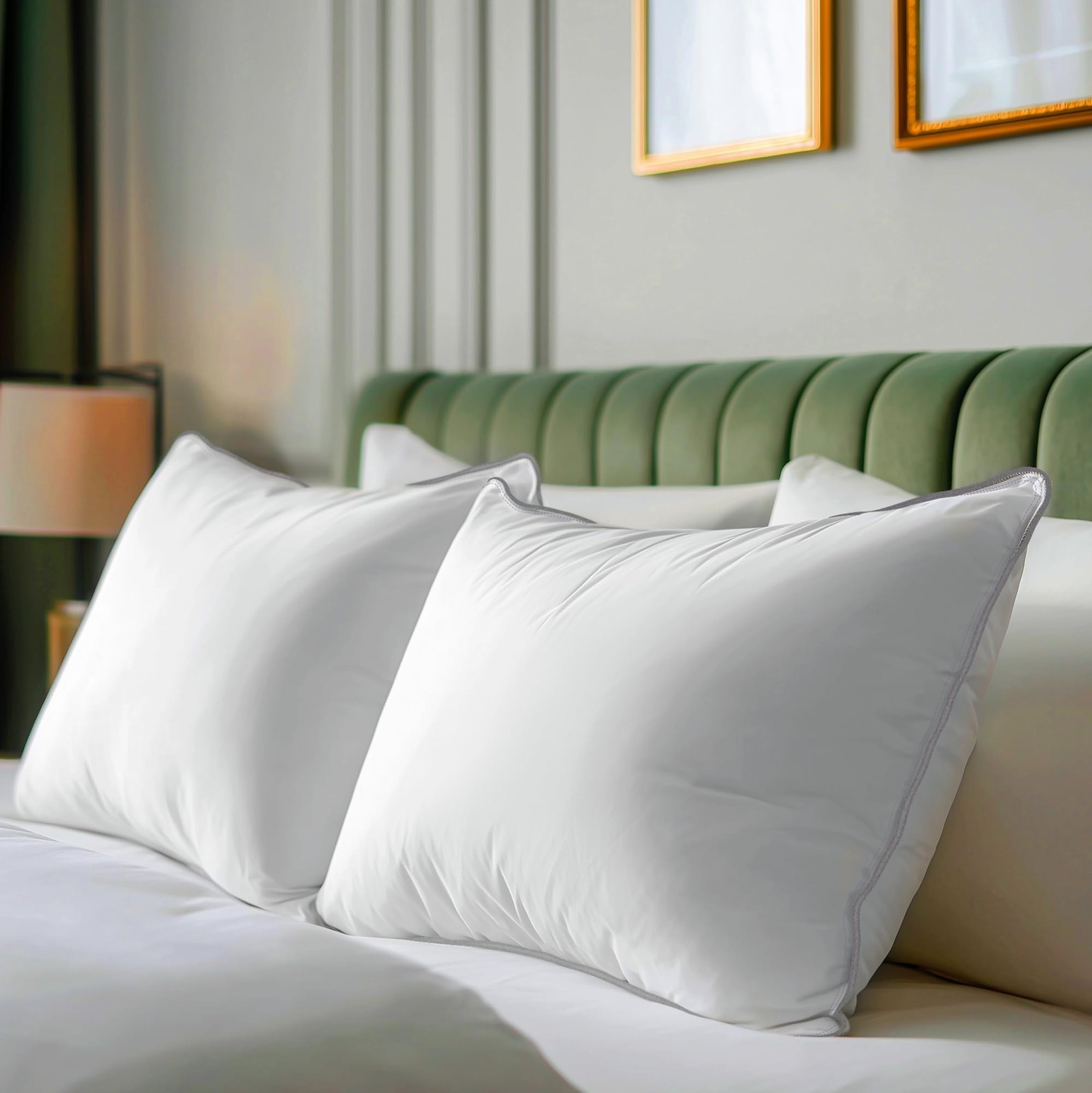 Luxury Goose Down Pillow King Set of 2, Cooling Breathable H