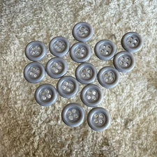 16 Vintage Gray Grey 1/2" 4 Hole Sew Through Buttons Sewing Crafts
