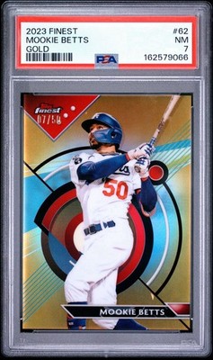MOOKIE BETTS 2023 TOPPS FINEST #62 GOLD REFRACTOR 07/50 DODGERS PSA 7