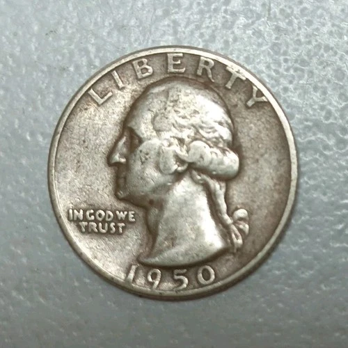 1950 Washington Quarter Silver 25C Coin Circulated Uncertified 0.9 Fineness