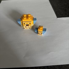 Lego Minecraft Pufferfish, inflated, uninflated, from set 21164