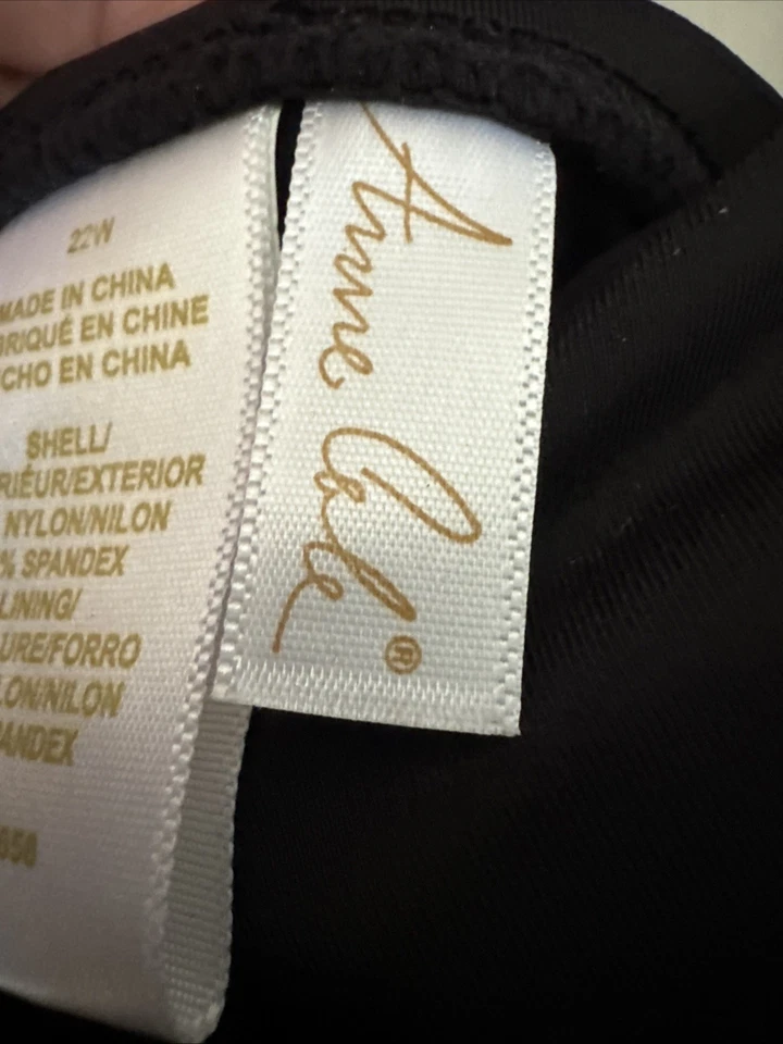 Anne Cole Twist Front Cup Tankini Swimsuit 22W Black Padded Skirted New - Image 3 of 4