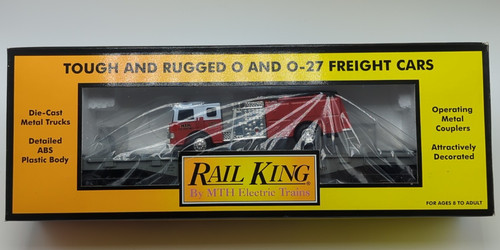 MTH Rail King 30-7629 Transportion Co vagón plano calibre O con camión de bomberos ERTL | Zustand: New