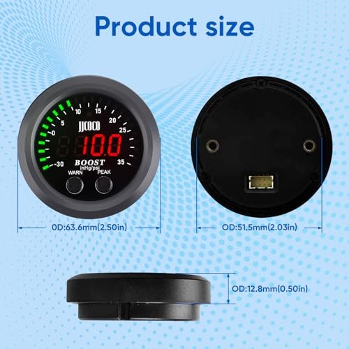 Universal Kit Includes Electronic Pressure Sensor Red Turbo Boost/Vacuum Gauge - Picture 3 of 7