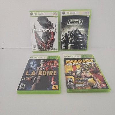 Xbox 360 Lot of 4 Games (L.A NOIRE, PROTOTYPE, FALLOUT 3 & BORDERLANDS) - Tested
