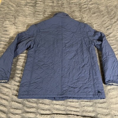 UNTUCKit Woodcrest Quilted Jacket Men Medium Blue Button Front Plaid Lined 40265