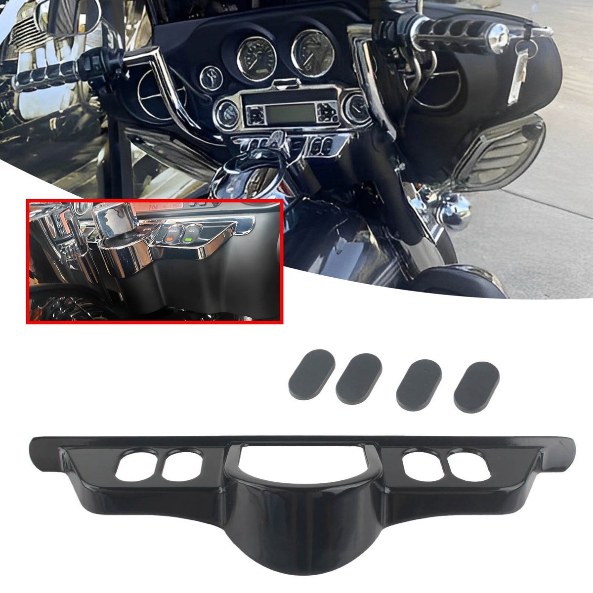 For Harley Electra Glide 1996-2013 Black Fairing Switch Dash Panel