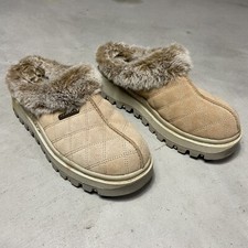 Vintage 90s Skechers Fur Lined Clogs Womens 9.5 Slip On Slides Bratz Tan Brown