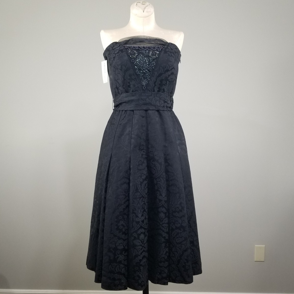 sachin and babi light blue dress NEW TIBI Black Strapless Cocktail Dress 6 Womens Beaded Witchy Goth Tea  Party