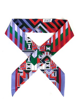 Hermes Blue/ Red/ Green Le Fil d'Ariane Silk Twilly