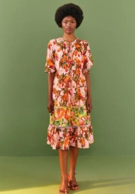 Farm Rio Mixed Mango Trees Midi Dress Size XS