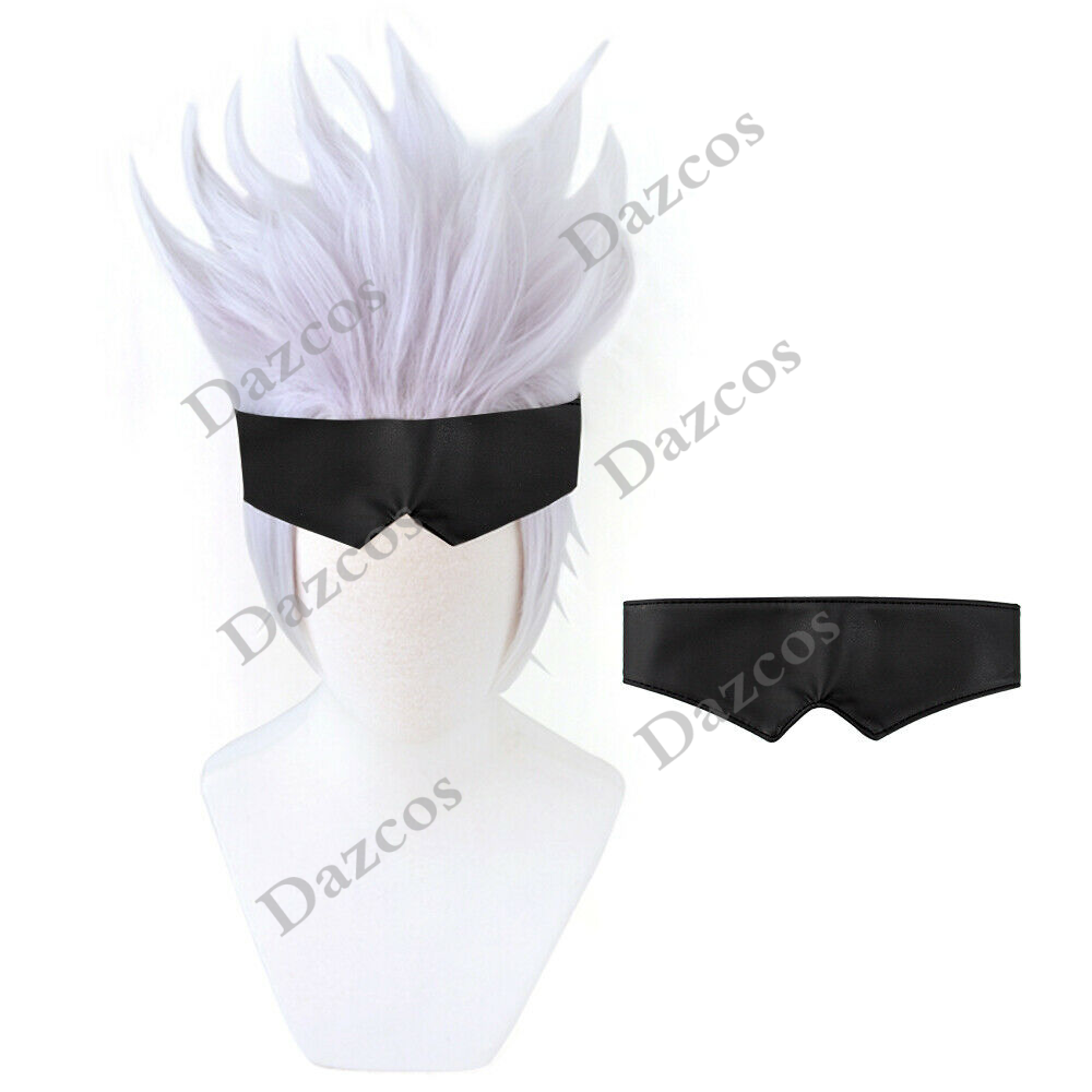 DAZCOS Jujutsu Kaisen Gojo Satoru Cosplay Wig Halloween White Hair +  Blindfold | eBay