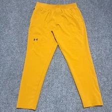 Under Armour Joggers Mens XL Gold Orange Fitted Pants Performance Tech Tapered