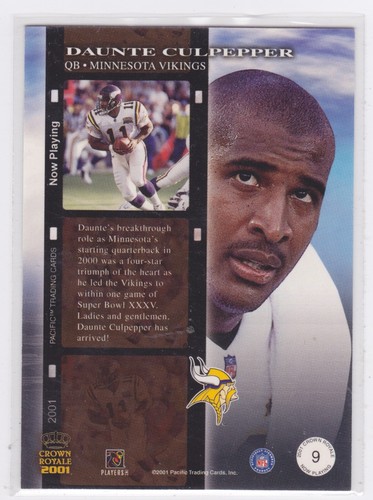 2001 Pacific Crown Royale - Now Playing - #'d /1000 - Daunte Culpepper #9 - Picture 2 of 2