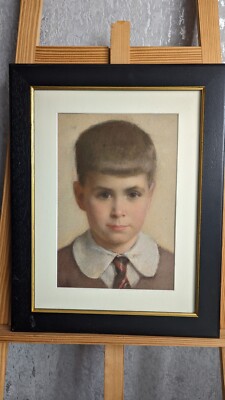 Young Boy By Dorothy Margaret Colles 1917 - 2003 Pastel Painting 