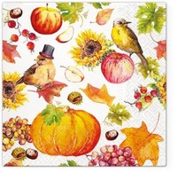 20 Servietten Pumpkin Land VöGel Herbsterzeugnisse ÄPfel Blumen Trauben 33X33Cm