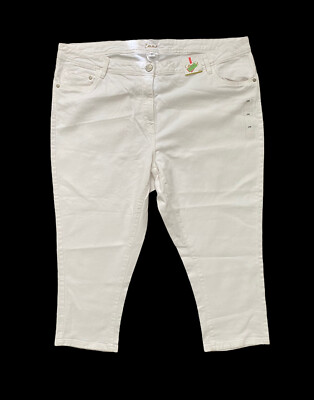 Simply Emma Women's White Denim Capri Crop Jeans Plus Size