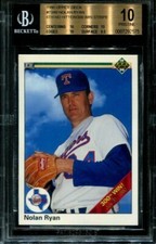 1990 Upper Deck Nolan Ryan BGS 10 Pristine 300th Win Stripe #734B