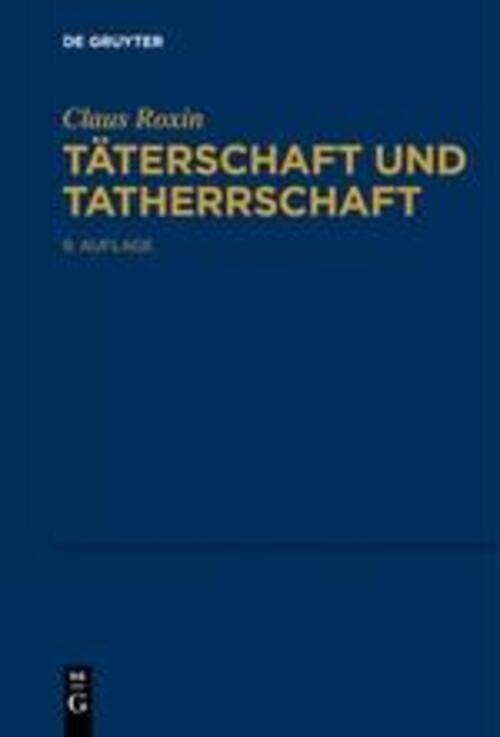 Täterschaft Und Tatherrschaft | Claus Roxin | Taschenbuch | Paperback
