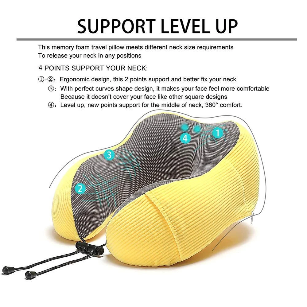 Travel Pillow Memory Foam with 360-Degree Head Support Comfortable Neck Pillo...