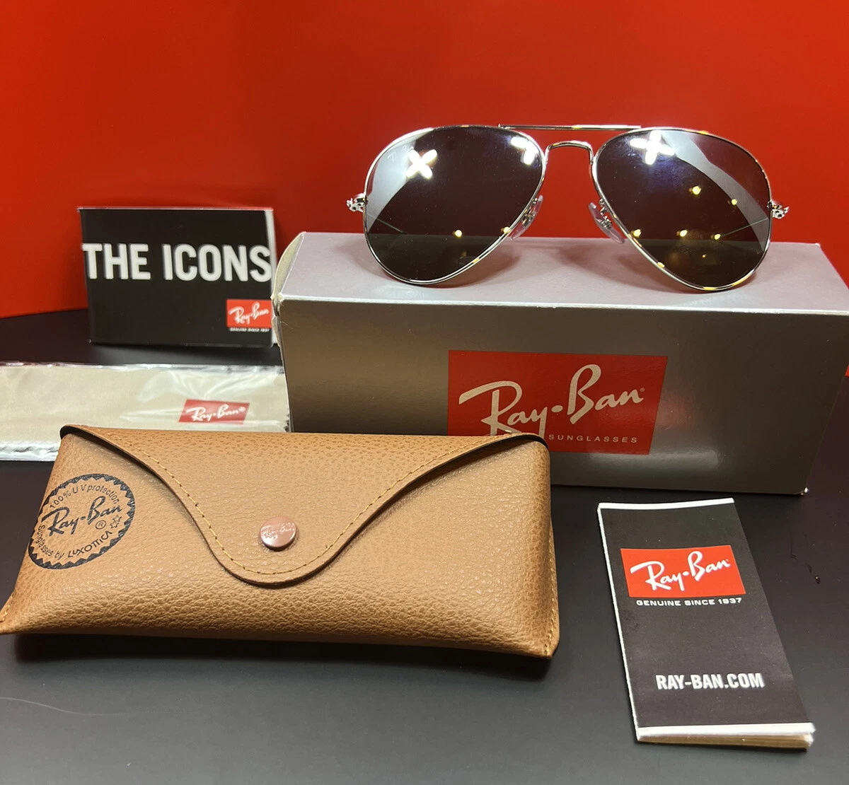 Ray Ban RB3025 W3275 Aviator Sunglasses In Silver Silver Mirror G 15 Lens Sz 55