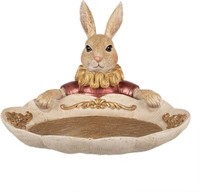 Clayre & Eef Dekoration Kaninchen Mit Schale Goldfarbig Beige 22X21X15 Cm