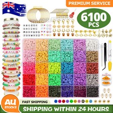 6100X Rainbow Clay Beads for Bracelet Making Flat Polymer Heishi Jewelry