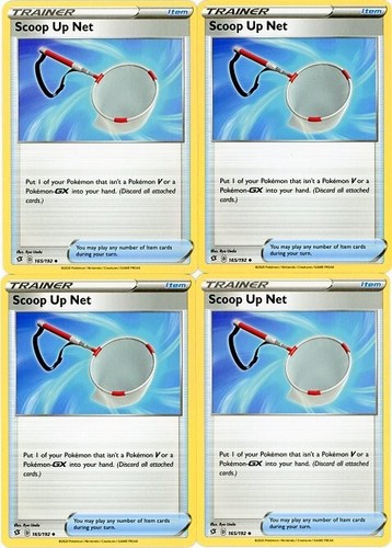 4x Pokemon TCG Scoop Up Net 165/192 Swsh02: Rebel Clash Playset