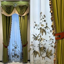 Fantastic velvet matcha green thick cloth blackout curtain valance drape C2091