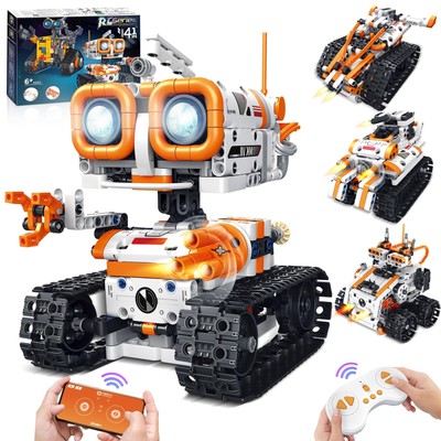 Robot Building Kit, App & Remote Control Robot Toys for Kids, 4 in 1 STEM Edu...