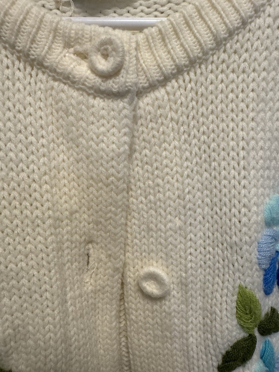 Women's Large Sears Vintage 60's Embroidered Flowers Cardigan
