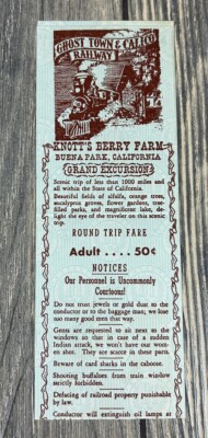 Vintage Knotts Berry Farm Buena Park CA Round Trip Fare A074761