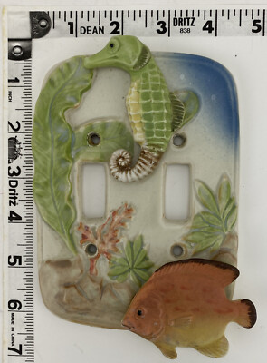 Ceramic Ocean Life 2 Toggle Wall Switch Plate Switchplate Wallplate Seahorse Fis