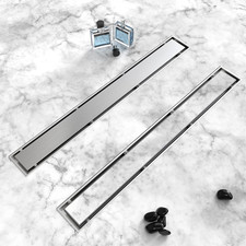 Linear Drain 32 Inch Brushed Nickel , 2 in 1 Tile Shower Drain, 304 Stainless St