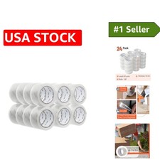 Strong and Clear Packing Tape 24 Rolls - 2 Wide 60 Yards for Easy Sealing