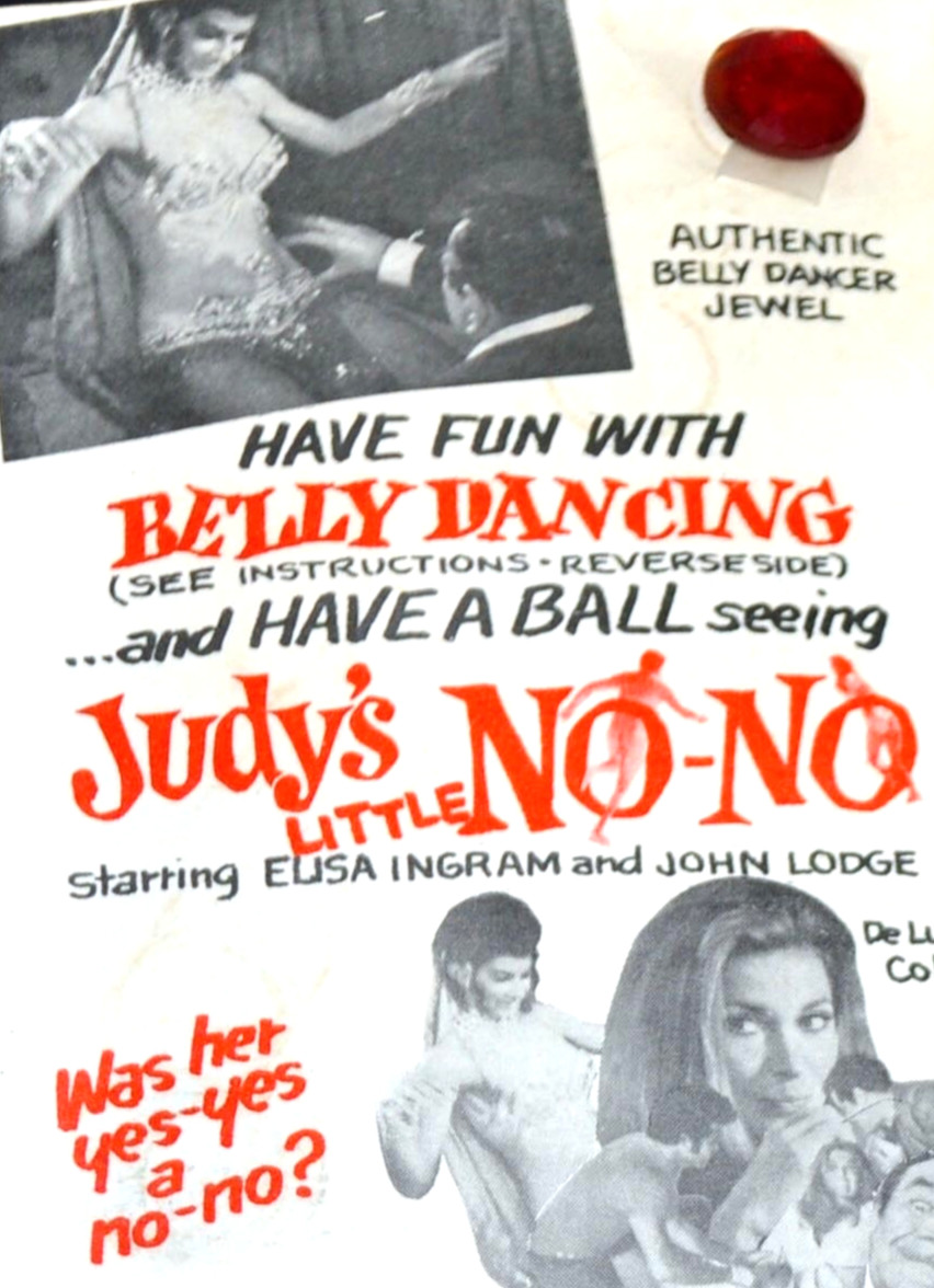 JUDY'S LITTLE NO-NO Rare 1969 Sexploitation Movie Promo Card w/"authentic jewel"