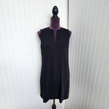 Adrienne Vittadini Sleeveless Black Dress Women's Split Neck Sz 6