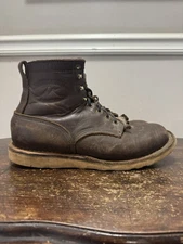 JK Boots Forefront 10 5E Soft Toe Brown Leather Wedge Sole Boots