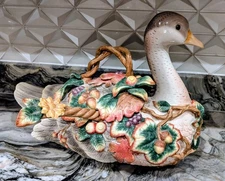Fitz and Floyd Classics Autumn Goose Tureen w/ Lid & Ladle, Thanksgiving 1980