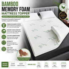 Image of Bamboo Memory Foam Mattress Topper 4CM Orthopaedic Cooling Soft Bed UK KingSizes
